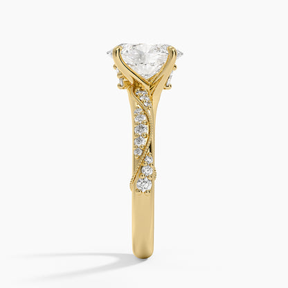 Camellia Hidden Accent 2.5mm Diamond Ring - Oval Center Stone