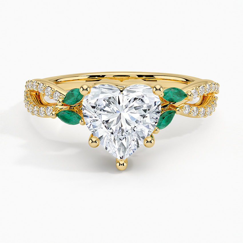 Luxe Willow Lab Emerald and Diamond Ring (1/8 ct. tw.) - Heart Center Stone