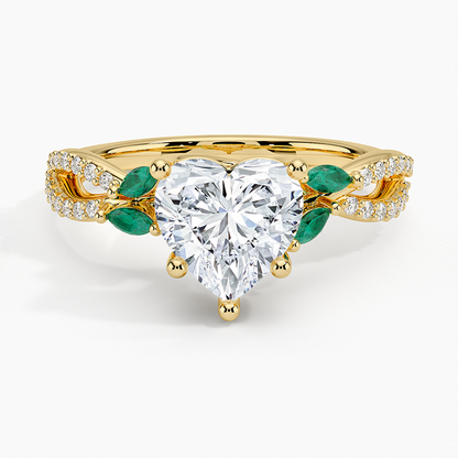 Luxe Willow Lab Emerald and Diamond Ring (1/8 ct. tw.) - Heart Center Stone