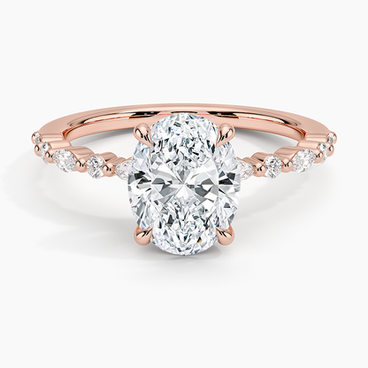 Delicate Versailles Diamond Ring - Oval Center Stone
