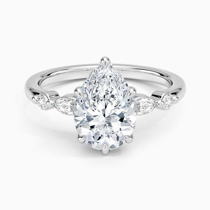 Versailles One-Quarter Coverage Diamond Ring - Pear Center Stone