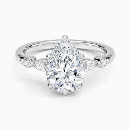 Versailles One-Quarter Coverage Diamond Ring - Pear Center Stone