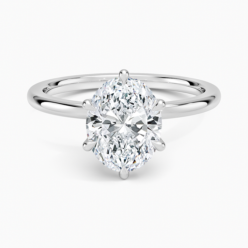 Petal Six Prong Diamond Ring - Oval Center Stone