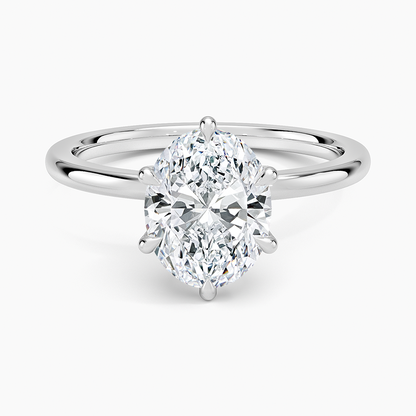 Petal Six Prong Diamond Ring - Oval Center Stone