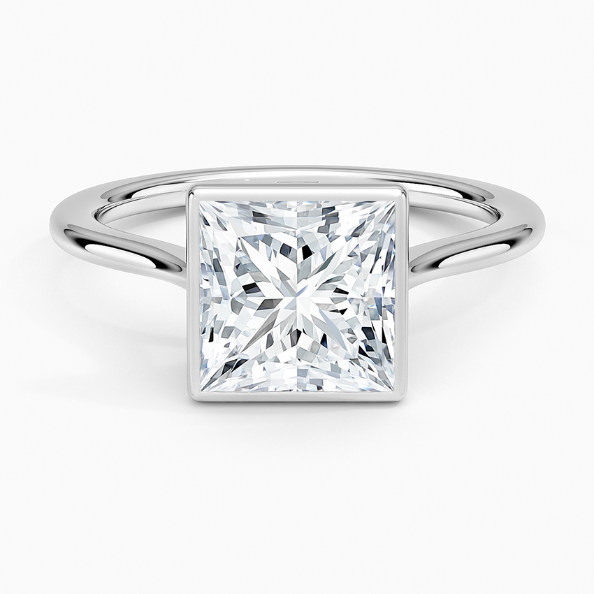 Petite Luna 1.5mm Bezel Ring - Princess Cut Center Stone