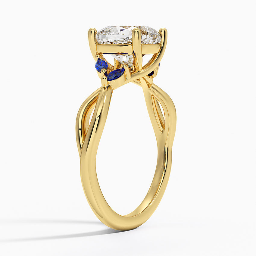 Willow Ring With Sapphire Accents - Cushion Cut Center Stone