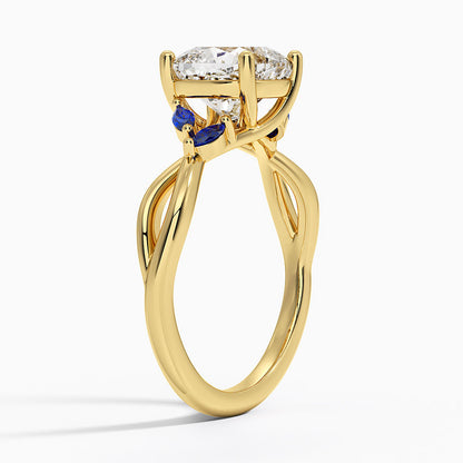 Willow Ring With Sapphire Accents - Cushion Cut Center Stone