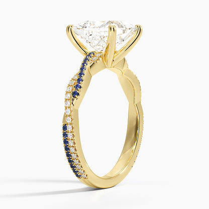 Petite Luxe Twisted Vine Sapphire and Diamond Ring (1/8 ct. tw.) - Princess Cut Center Stone