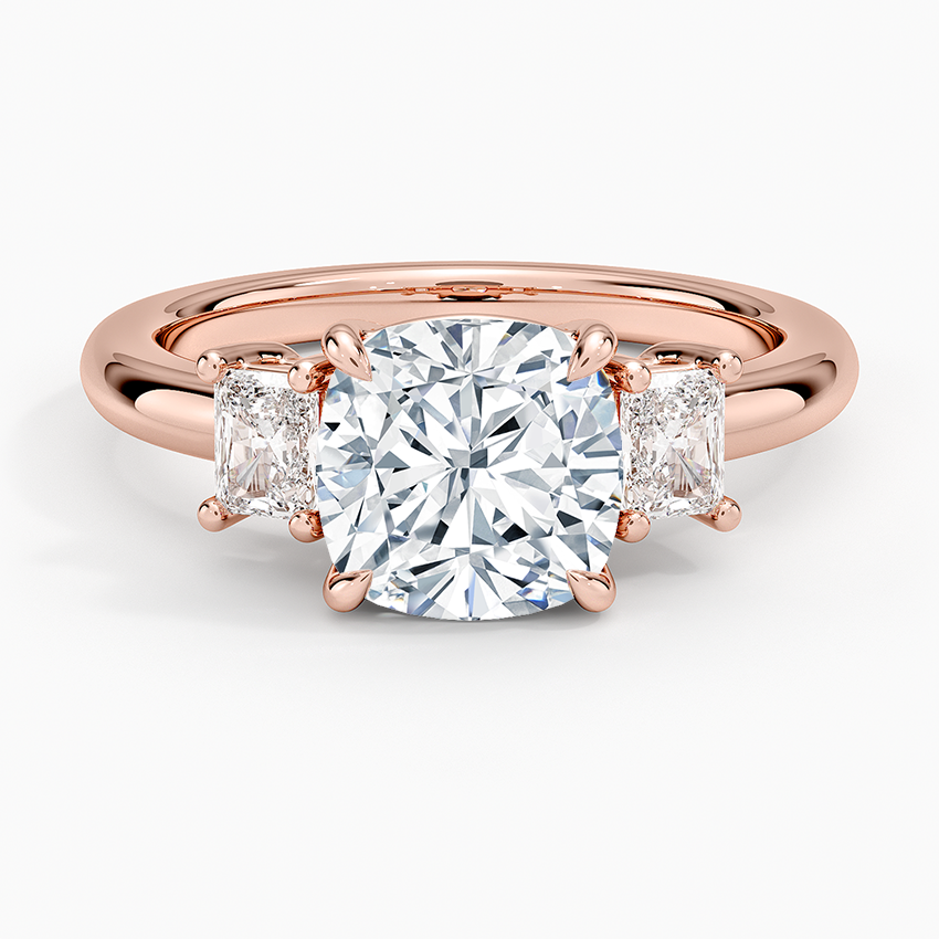 Helena Radiant-Cut Three Stone Diamond Ring (3/8 ct. tw.) - Cushion Cut Center Stone