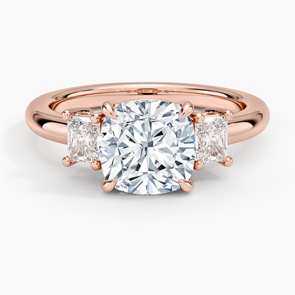 Helena Radiant-Cut Three Stone Diamond Ring (3/8 ct. tw.) - Cushion Cut Center Stone