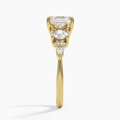 Luxe Nadia Three Stone Diamond Ring - Asscher Cut Center Stone