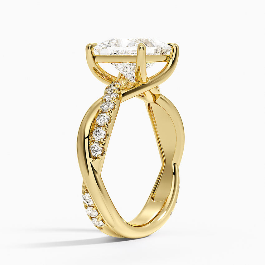 Cascade Twisted Diamond Ring - Princess Cut Center Stone