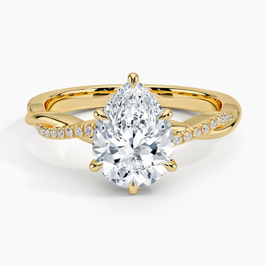 Petite Twisted Vine Diamond Ring (1/8 ct. tw.) - Pear Center Stone