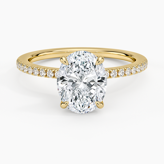 Demi Half Coverage Diamond Ring (1/5 ct. tw.) - Oval Center Stone