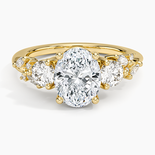Arden Three Stone Diamond Ring - Oval Center Stone