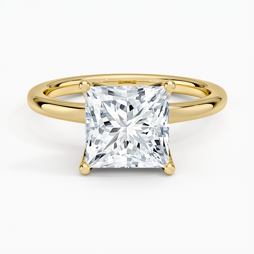 Fleur Solitaire Ring - Princess Cut Center Stone