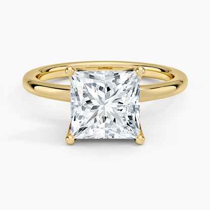 Fleur Solitaire Ring - Princess Cut Center Stone