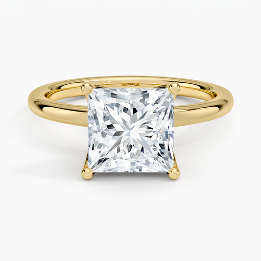 Fleur Solitaire Ring - Princess Cut Center Stone