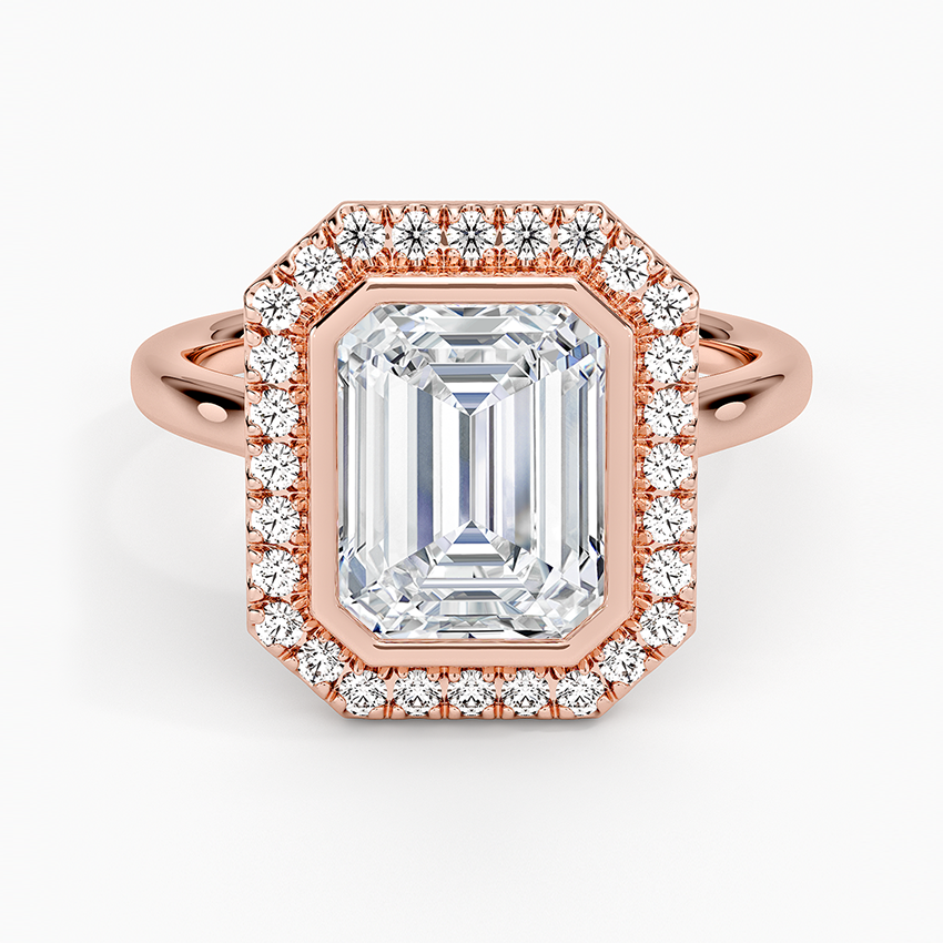 Bezel Halo Diamond Ring (1/4 ct. tw.) - Emerald Cut Center Stone