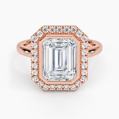 Bezel Halo Diamond Ring (1/4 ct. tw.) - Emerald Cut Center Stone