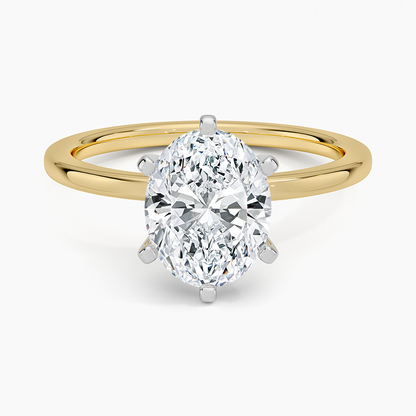 Six-Prong Petite Comfort Fit 1.5mm Solitaire Ring - Oval Center Stone