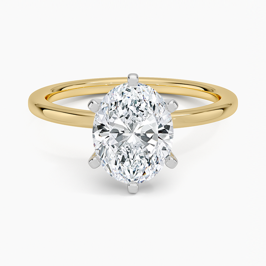 Six-Prong Petite Comfort Fit 1.5mm Solitaire Ring - Oval Center Stone