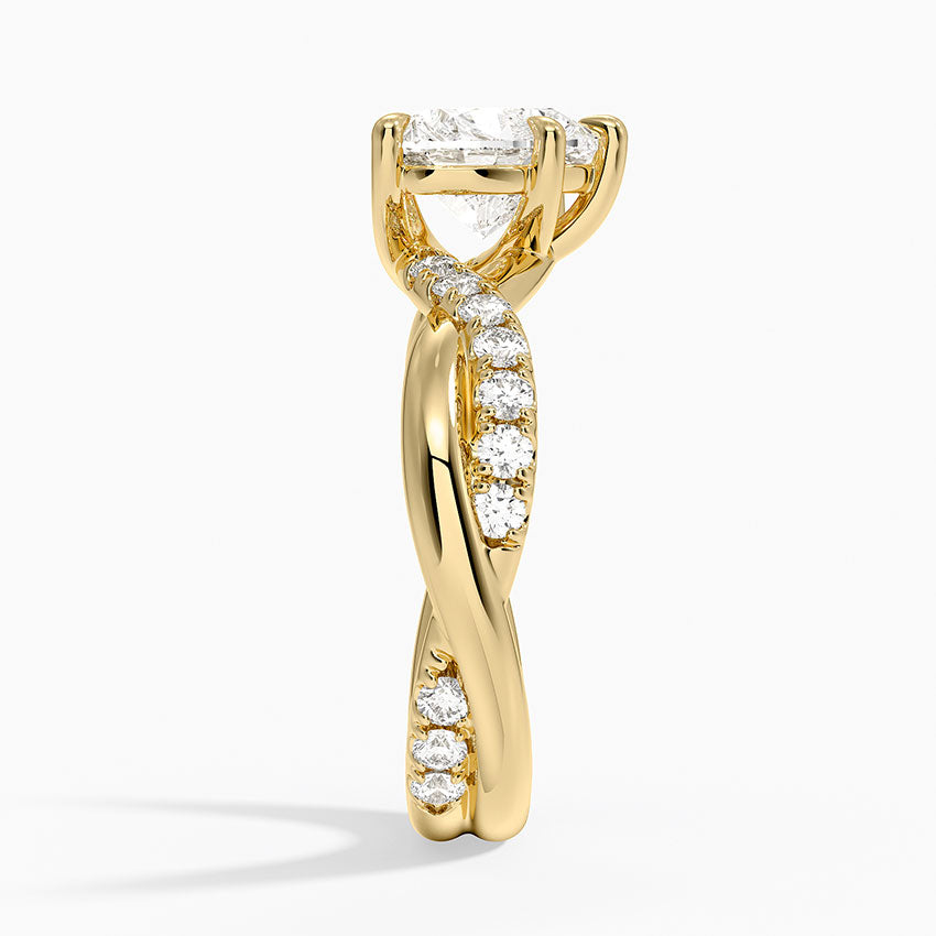 Cascade Twisted Diamond Ring - Heart Cut Center Stone