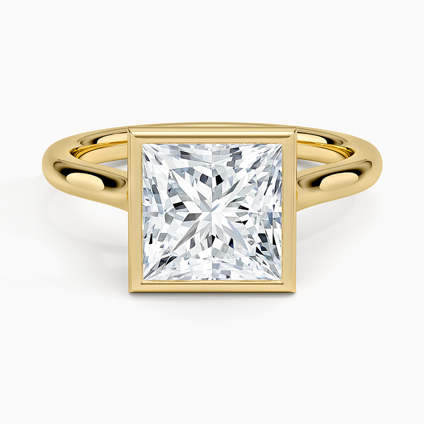 Luna 2mm Bezel Ring - Princess Cut Center Stone