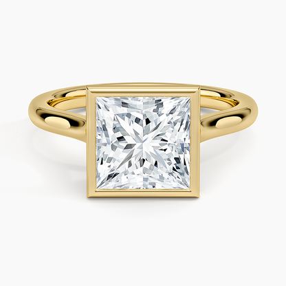 Luna 2mm Bezel Ring - Princess Cut Center Stone