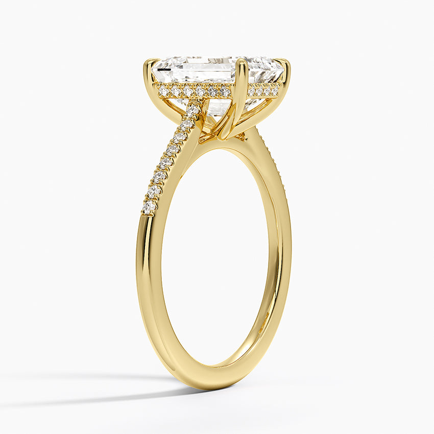 Lissome Half Coverage Diamond Ring - Emerald Cut Center Stone