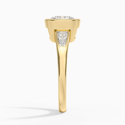 Hayes Three Stone Baguette Diamond Ring (1/2 ct. tw.) - Old Mine Cut Center Stone