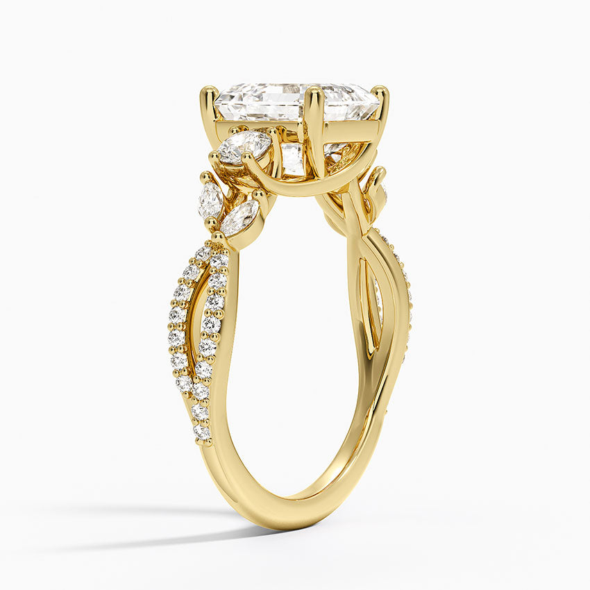 Luxe Willow Three Stone Diamond Ring (1/2 ct. tw.) - Asscher Cut Center Stone