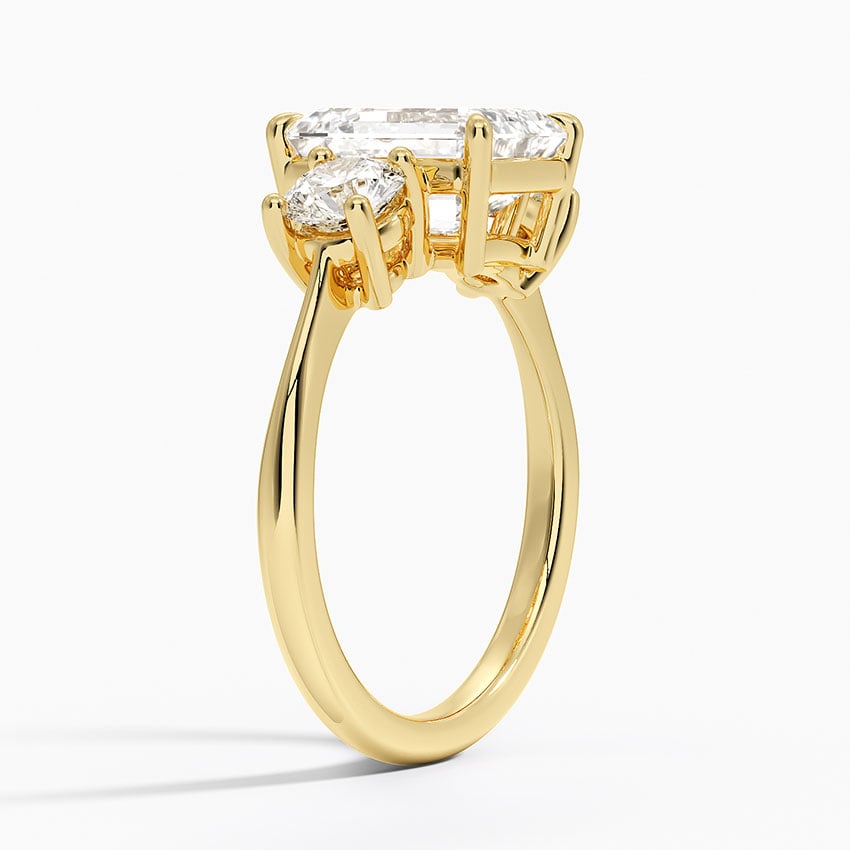 Luxe Selene Three Stone Diamond Ring (2/3 ct. tw.) - Emerald Cut Center Stone