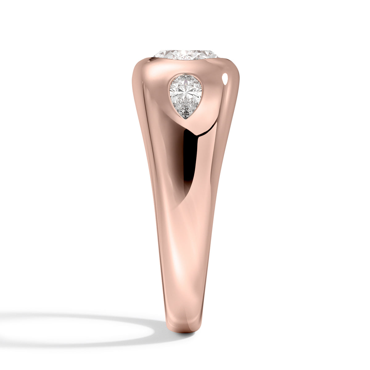 Sloane Flush Set Three Stone Diamond Dome Ring