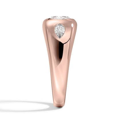 Sloane Flush Set Three Stone Diamond Dome Ring