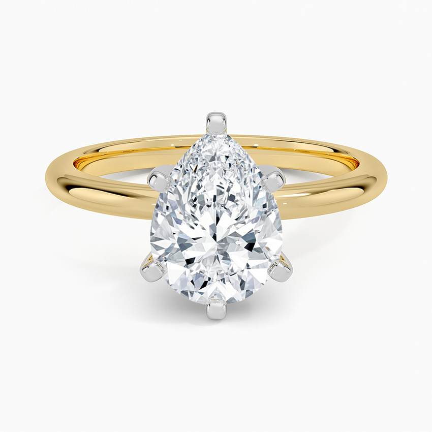 Comfort Fit 2mm Six-Prong Solitaire Ring - Pear Center Stone