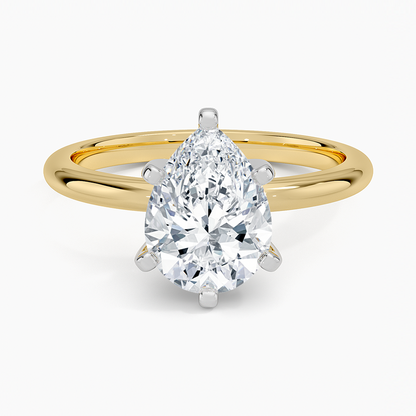 Comfort Fit 2mm Six-Prong Solitaire Ring - Pear Center Stone