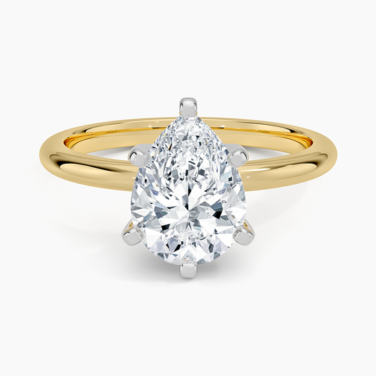 Comfort Fit 2mm Six-Prong Solitaire Ring - Pear Center Stone