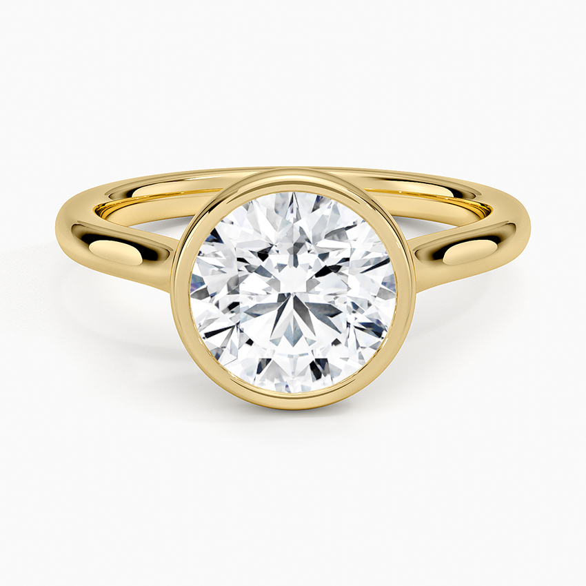 Luna 2mm Bezel Ring - Round Cut Center Stone