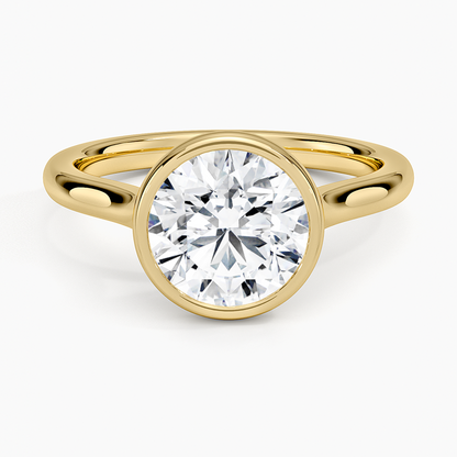 Luna 2mm Bezel Ring - Round Cut Center Stone