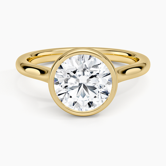 Luna 2mm Bezel Ring - Round Cut Center Stone