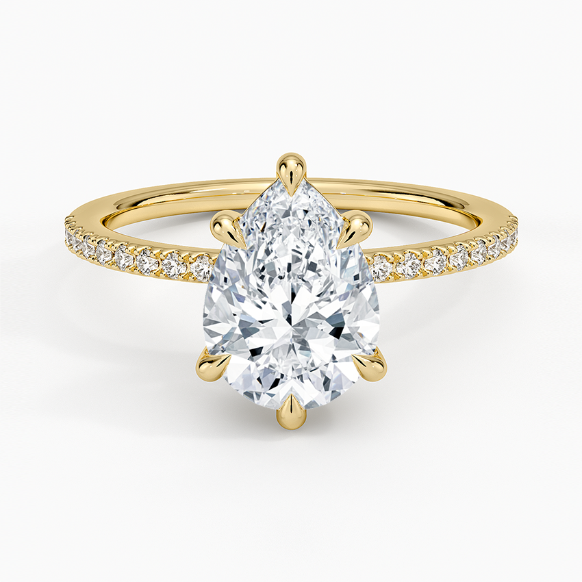 Perfect Fit Half Coverage Diamond Ring - Pear Cut Center Stone