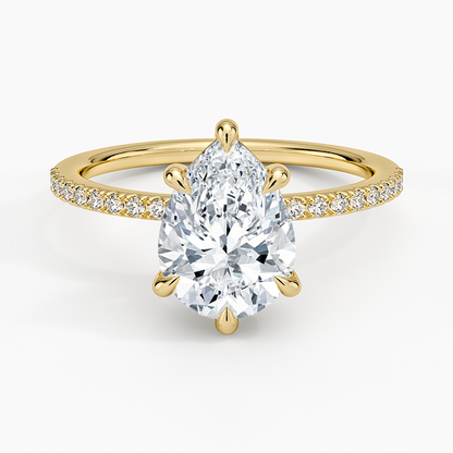 Perfect Fit Half Coverage Diamond Ring - Pear Cut Center Stone