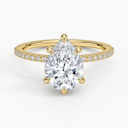 Perfect Fit Half Coverage Diamond Ring - Pear Cut Center Stone