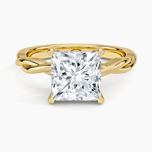 Twisted Vine Solitaire Ring - Princess Cut Center Stone