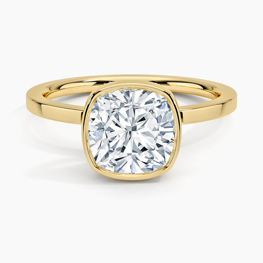 Noemi Bezel Ring - Cushion Cut Center Stone