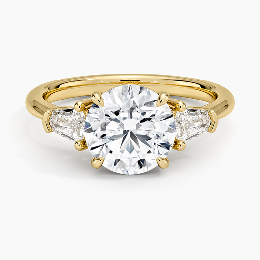 Shield Cut Three Stone Diamond Ring (1/4 ct. tw.) - Round Center Stone
