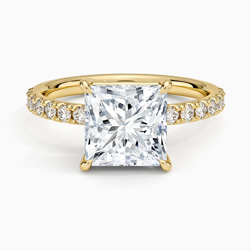 Dara Low-Profile Diamond Ring - Princess Cut Center Stone