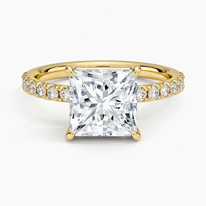 Dara Low-Profile Diamond Ring - Princess Cut Center Stone
