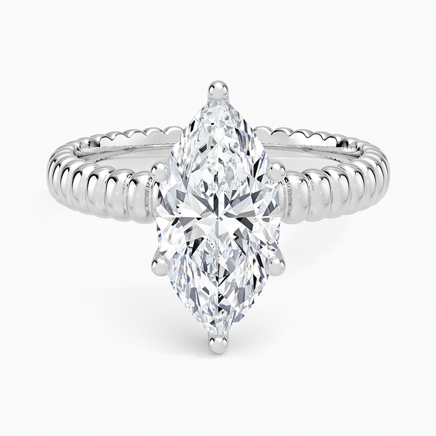 Petra Textured Solitaire Ring - Marquise Center Stone